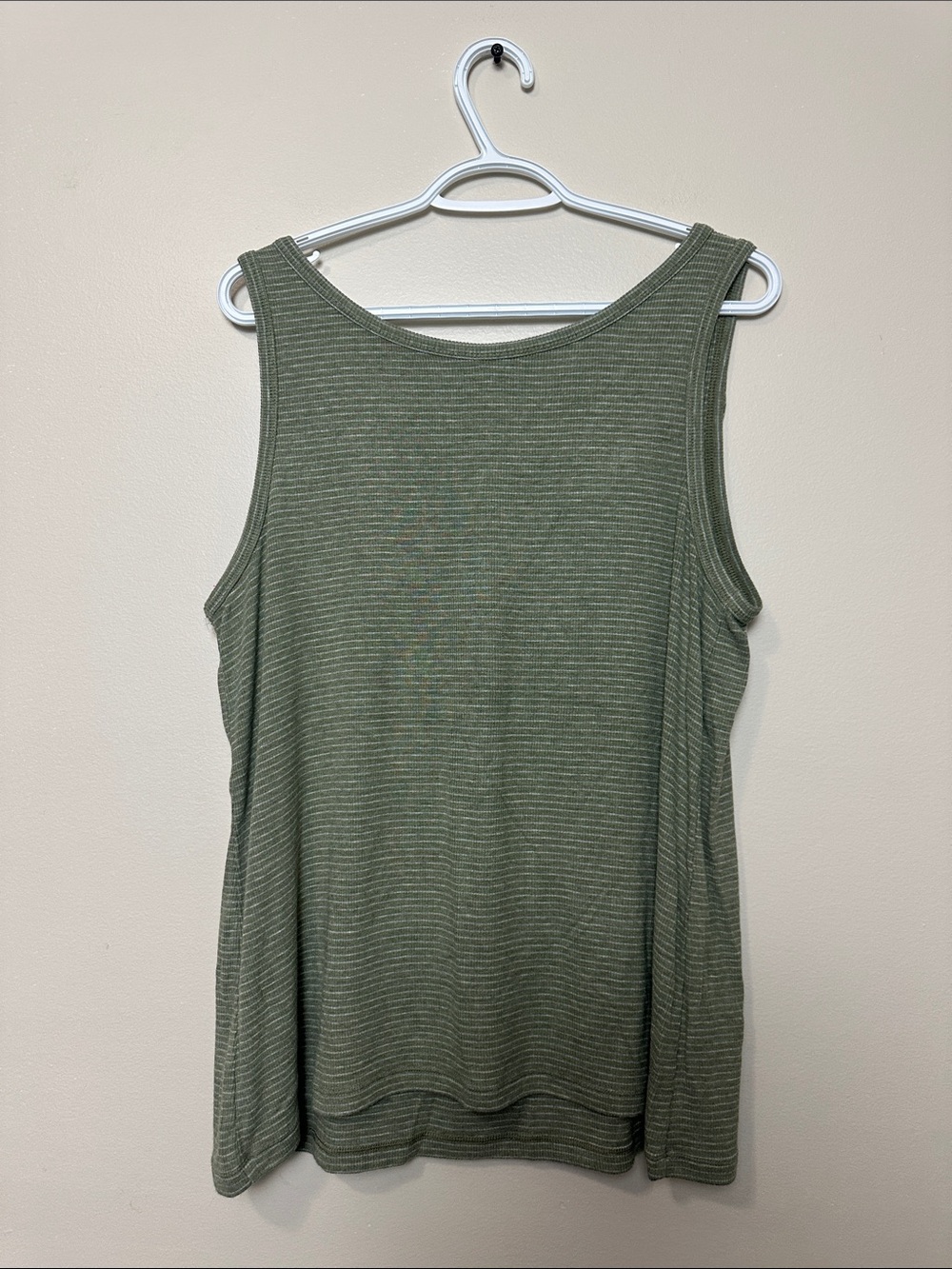Olive Striped Ruffle V-Neck Tank - Picture 5 of 5